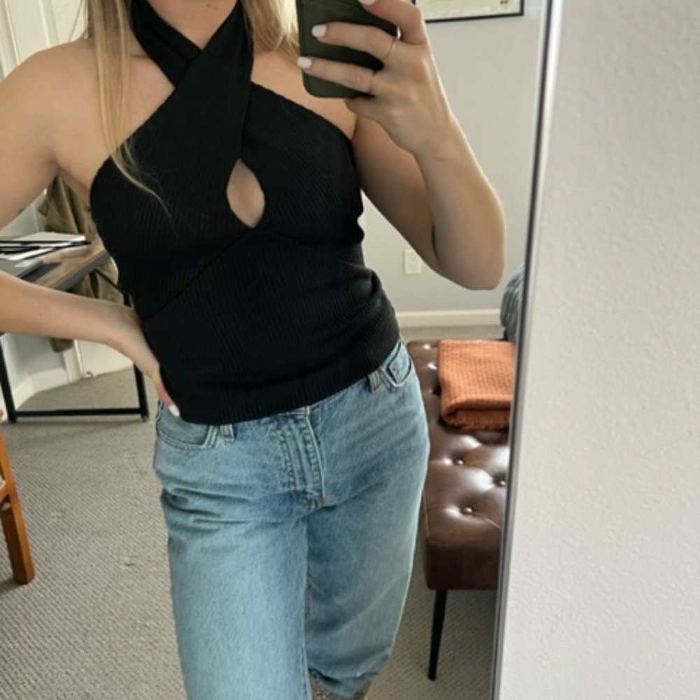 NWT Black Criss Cross Top